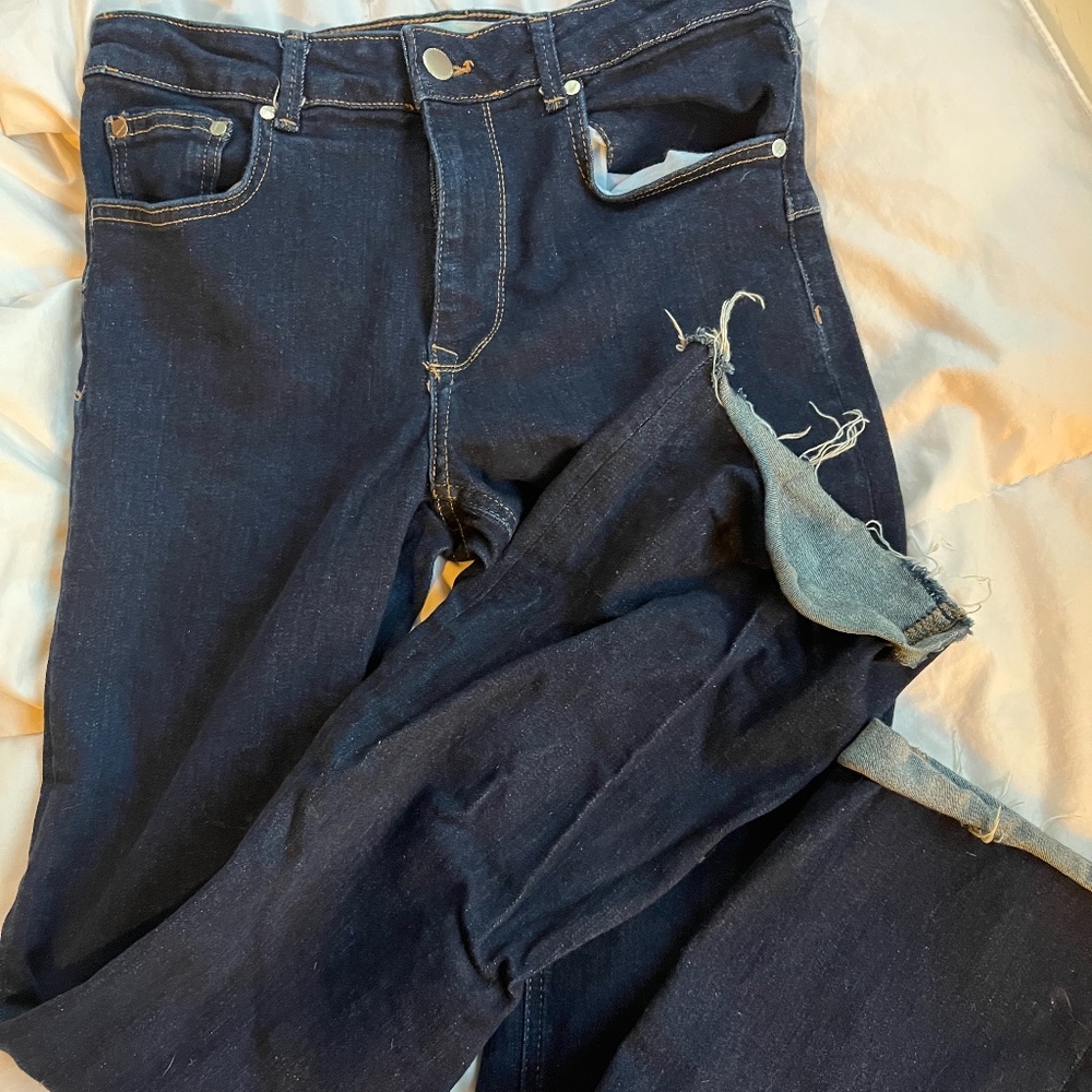 Zara darkwash lowrise flare jeans